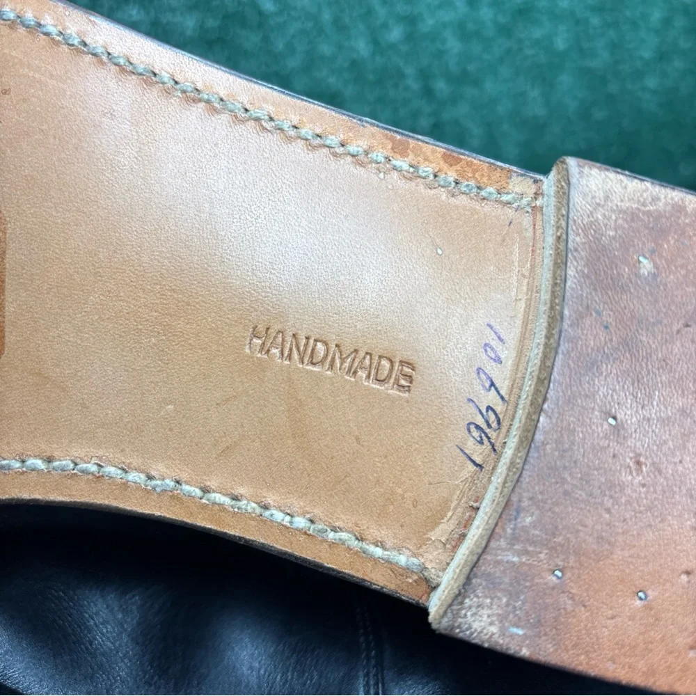Vintage Mayer Hong Kong Handmade Bespoke Black‎ Leather Shoes Mens Size 12 EE
